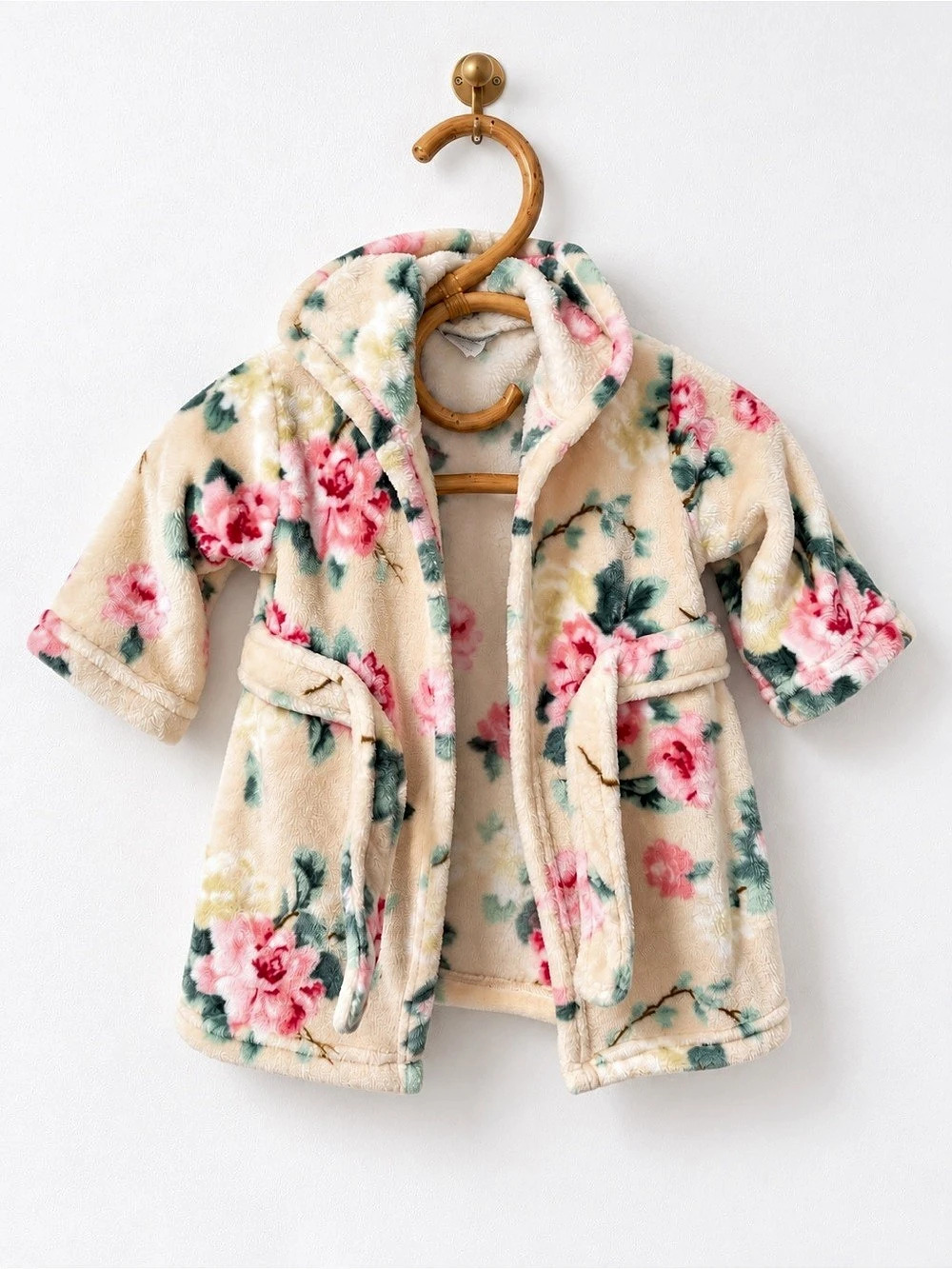 Blankets & Beyond Floral Fleece Hooded Robe Baby 12M+